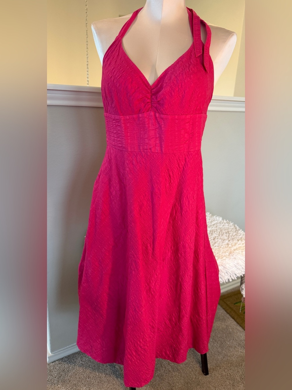 J. Crew Halter Sundress in Bright Pink